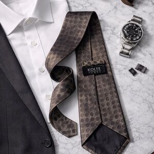 Kolte Italy 100% Silk Tie Black Gray Metallic Weave 58" Designer Necktie